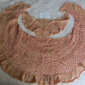 Handknit shawl/scarf with mini doll version